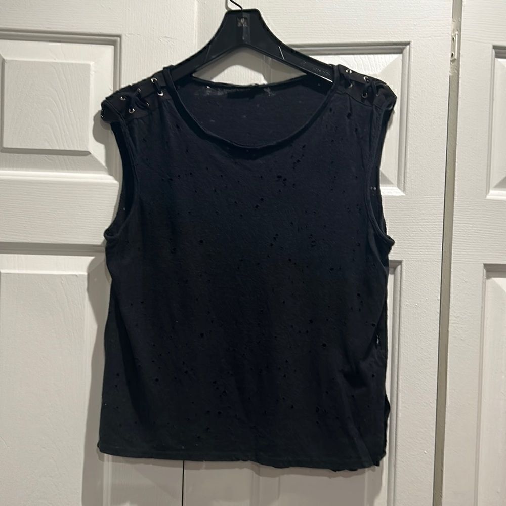 Terez Black Tank Top, Size Large